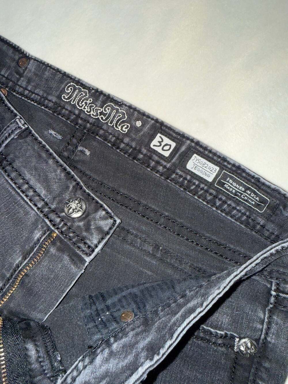Miss Me Black Womens Jeans Angel Wings Distressed